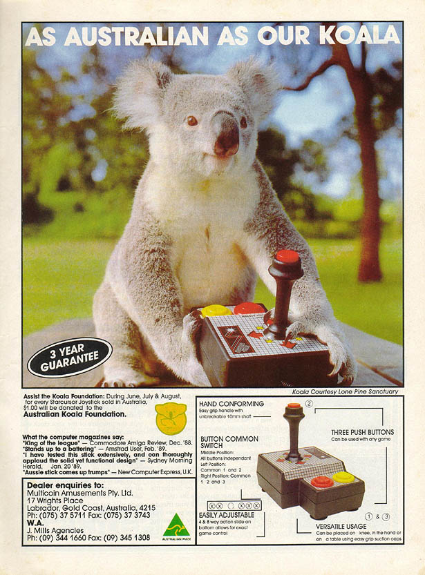Advertisement with a Koala holding a Starcursor